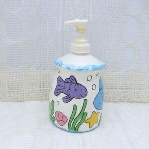 Vintage Handmade Ceramic Soap Dispenser With Fish And Sea Animals